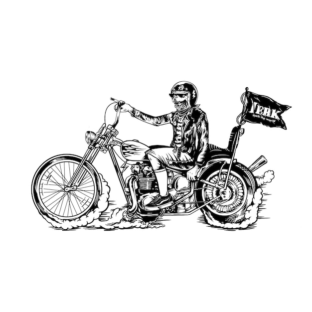 PSD ride hood motorcycle chopper illustration