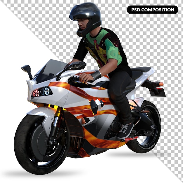 PSD rider isolated 3d rendering