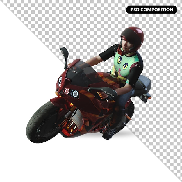 Rider isolated 3d rendering