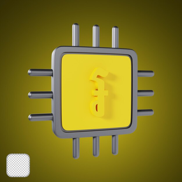 PSD illustrazione 3d del processore riel