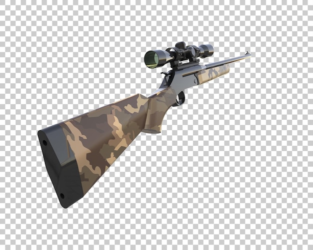 ภาพปืนไรเฟิลพร้อมขอบเขตแยกจากพื้นหลัง ภาพเรนเดอร์ 3 มิติ