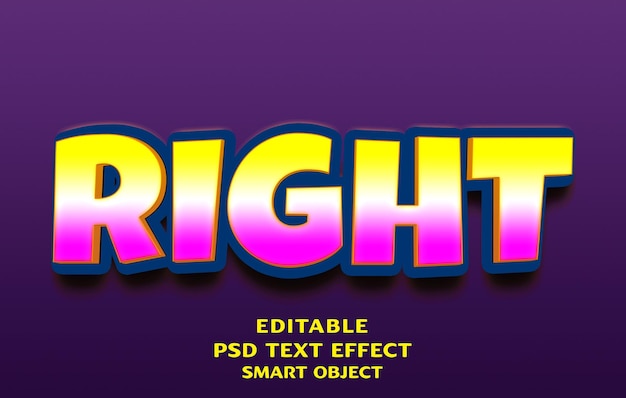 right 3d text effect design