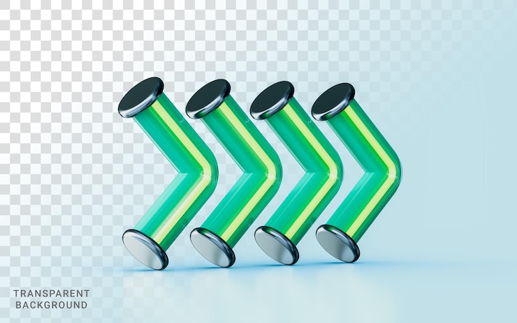 PSD right angle arrow sing direction mention use rode side minimal 3d render icon green glass effect