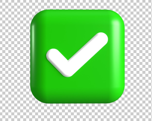 PSD right approve check green icon 3d render