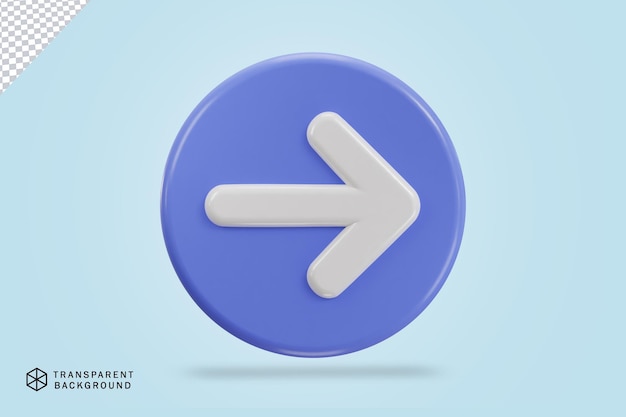 Right arrow icon with circle button 3d vector illustration