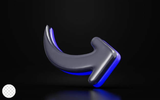 right curve arrow sign on dark background 3d render concept for direction signal using map