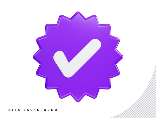 PSD right mark with 3d vector icon illustration