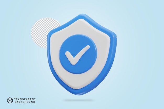 right mark with protect shield 3d rendering vector icon