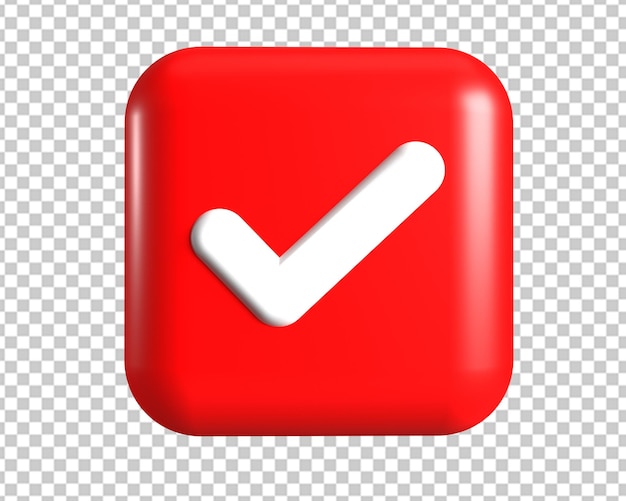 PSD right yes approve red icon 3d render