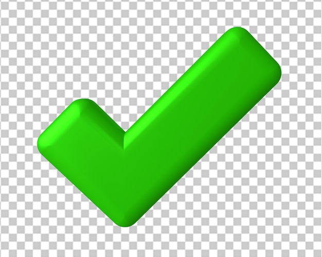 PSD right yes approved green icon 3d render