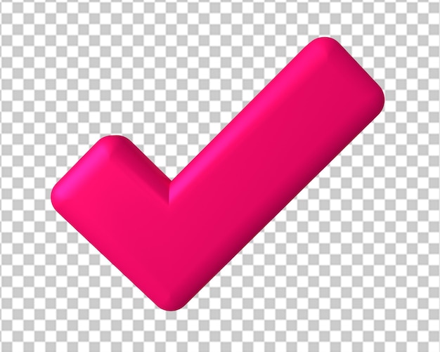 PSD giusto sì icona rosa approvata rendering 3d