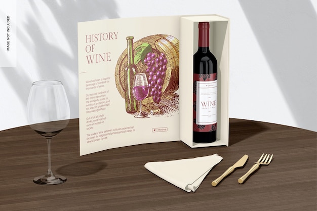 Rigid box for wine mockup