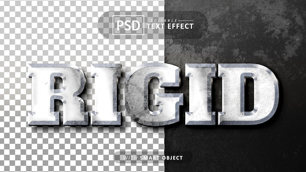 Rigid text editable silver 3d font effects