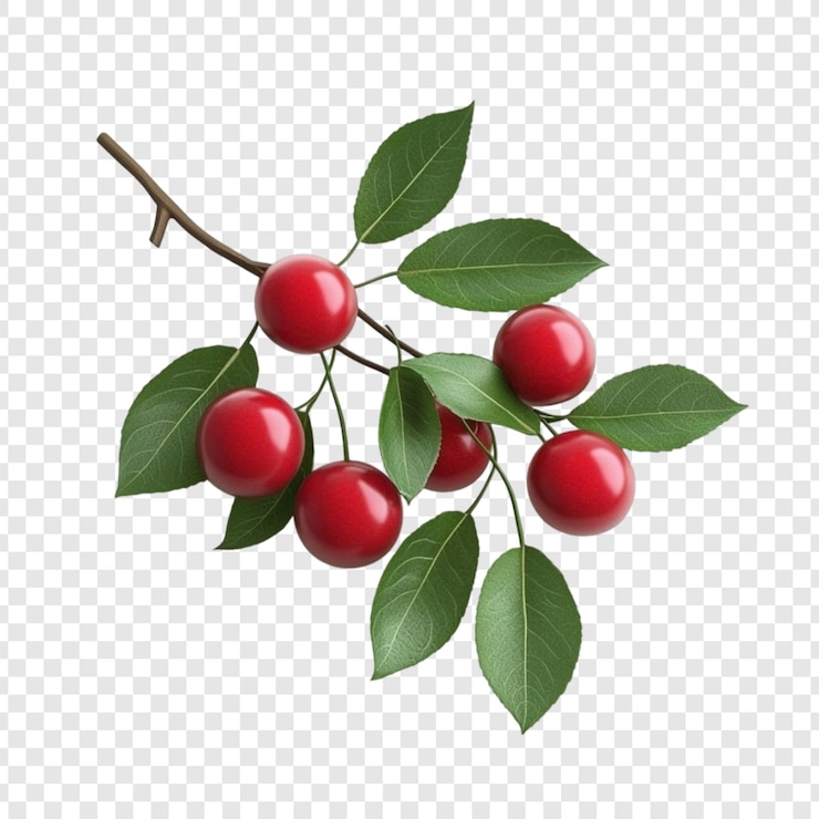 PSD rijke kersen op een tak frisse vruchten groene bladeren natuur