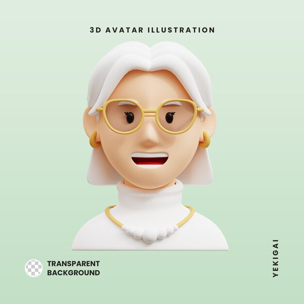 Rijke luxe oma 3d avatar karakterillustraties