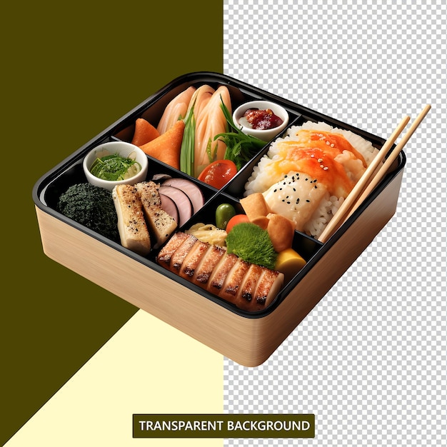 PSD rijst bento box transparante achtergrond psd-bestand