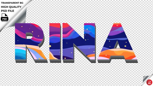 PSD rina typography flat colorful text texture psd transparent