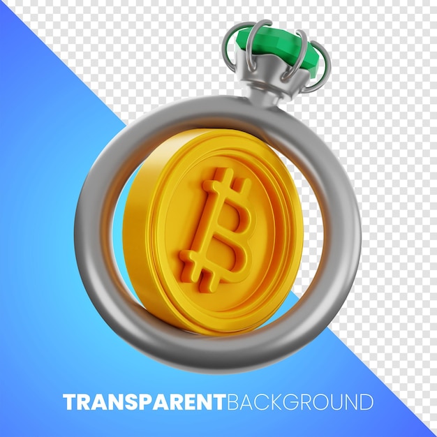 반지와 Bitcoin 돈 금융 아이콘 3d 렌더링 고품질 투명 배경 PNG