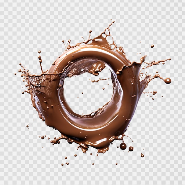 Ring of dark chocolate splash on transparent background