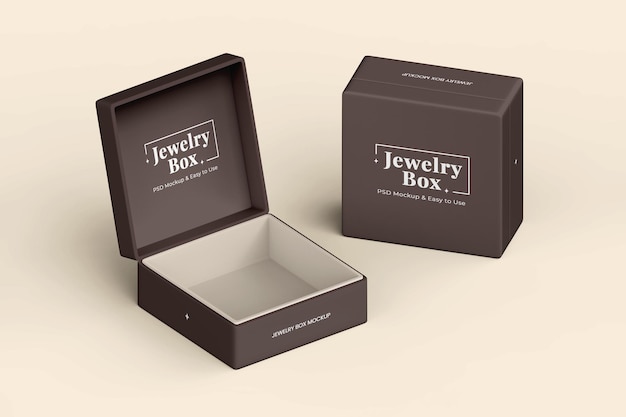 Ring jewelry box packaging mockup editable psd