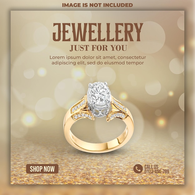 PSD template di post sui social media di ring jewelry