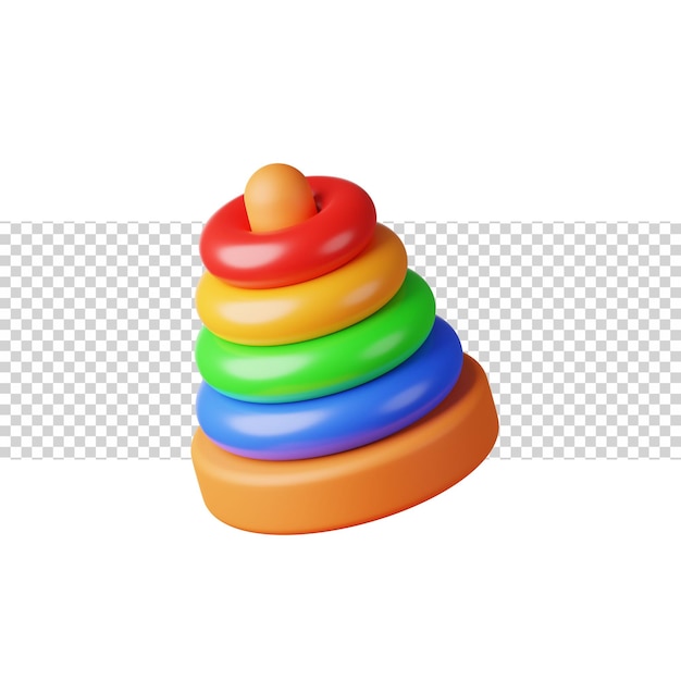 PSD ring pyramid toy with colorful 3d rendering icon for website or app fun simple ring pyramid toy