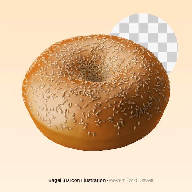 Ring sesam bagel brood westers eten dessert 3d render pictogram illustratie geïsoleerd