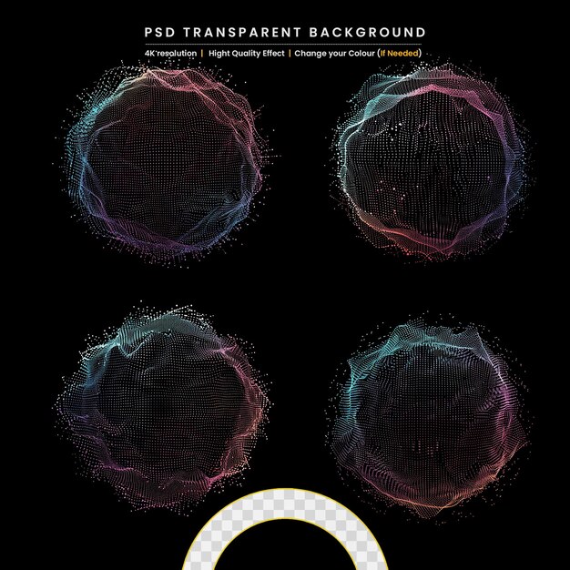 PSD ring van gloeiende punten op zwart op doorzichtige achtergrond