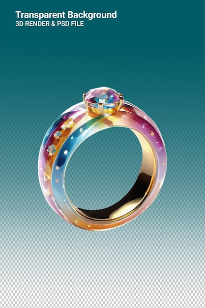 PSD a ring with a rainbow of diamonds on it