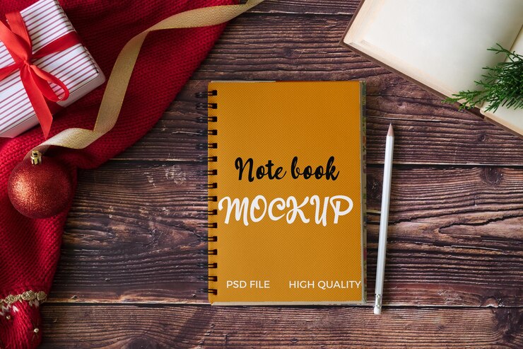 PSD ringed notebook mockup design template
