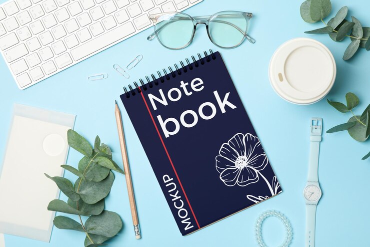 PSD ringed notebook mockup design template