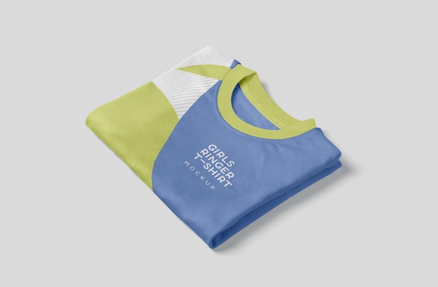 Ringer half sleeves tee shirt for girls mockup