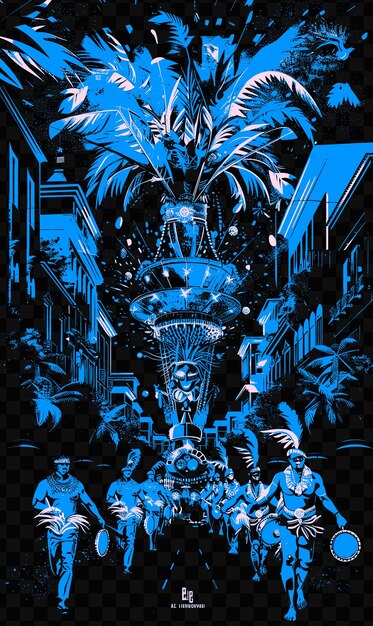 Rio de janeiro with carnival street scene and samba dancers psd vector tshirt tattoo ink scape art