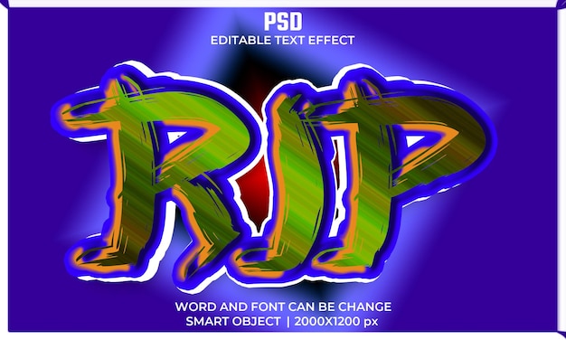 PSD rip psd effetto testo 3d completamente modificabile di alta qualità