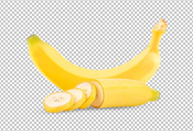 PSD ripe banana isolated on alpha layer