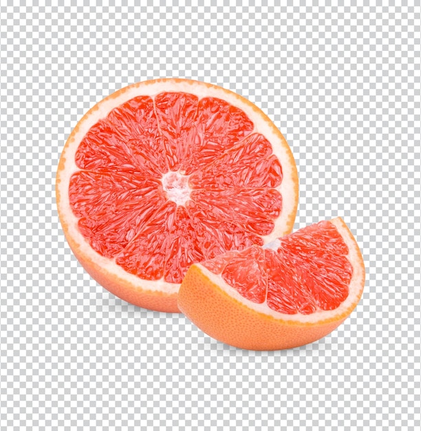 PSD ピンクグレープフルーツ柑橘系の果物の熟した半分はプレミアムpsdを分離しました