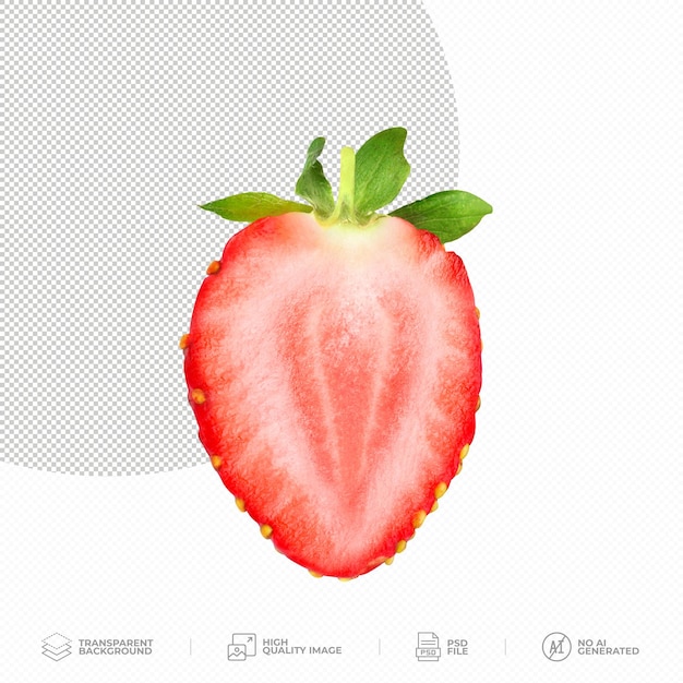 Ripe half of a strawberry on a transparent background