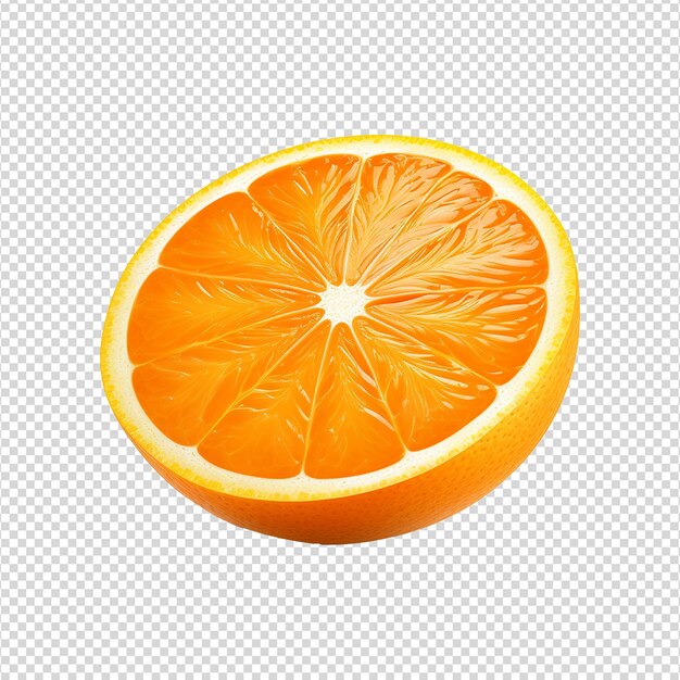 Ripe juicy orange and orange slice isolated on transparent background