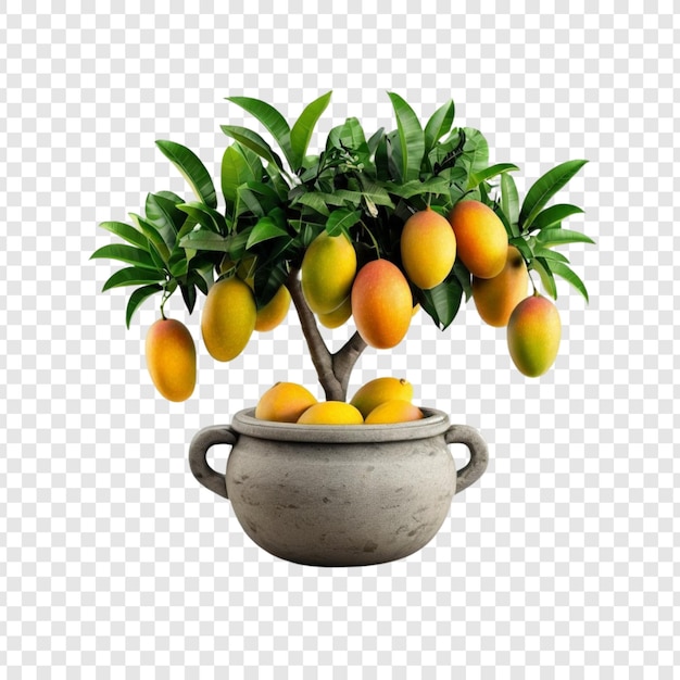 Ripe mango boom in pot Tropische vruchten vers produceren Bonsai stijl