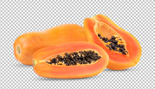 Ripe papaya fruit isolated on white