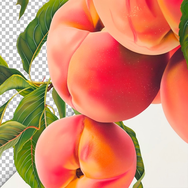 PSD ripe peaches isolated on transparent background