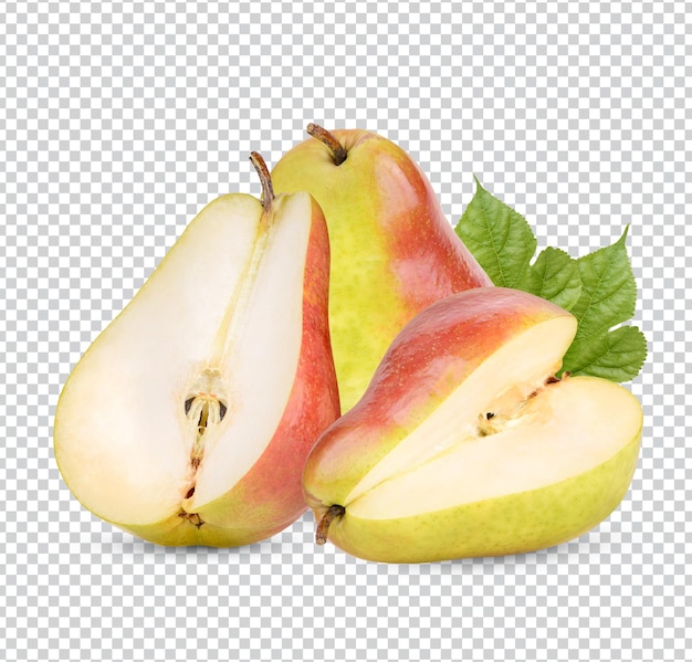 PSD ripe pears with leaves isolated premium psd