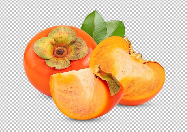 PSD ripe persimmons isolated on alpha layer