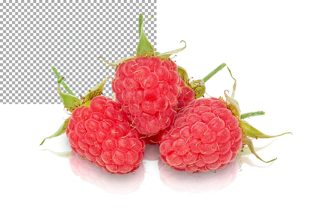 Ripe raspberries isolated on transparent background