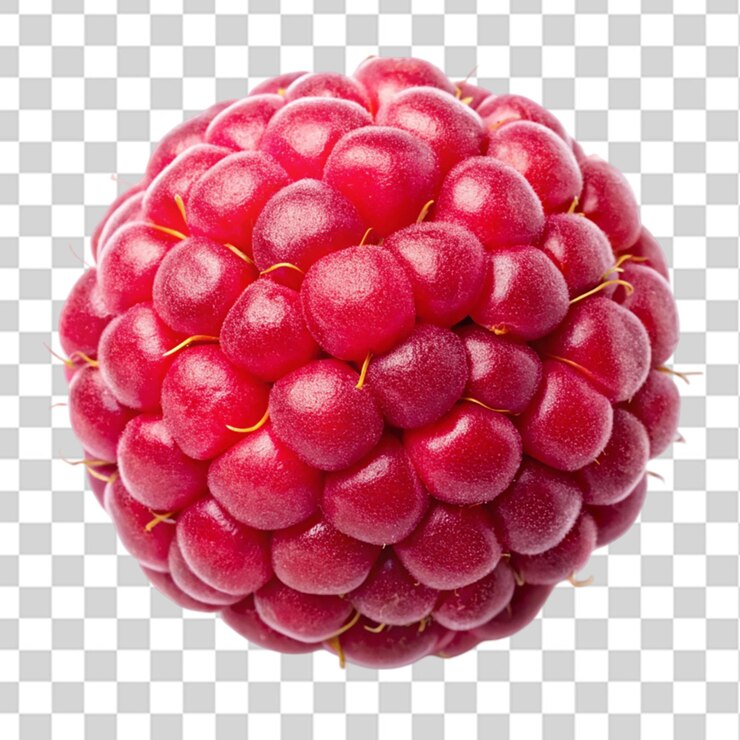PSD ripe raspberry top view isolated on transparent background