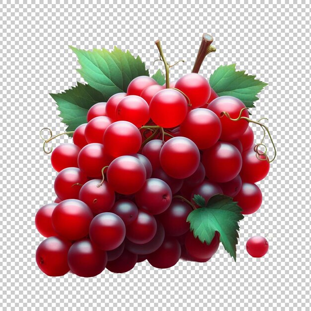 PSD uva rossa matura con foglie isolate su uno sfondo trasparente ai generativo