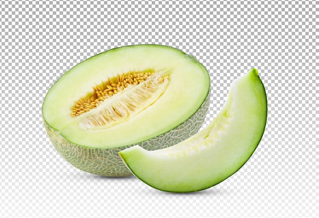 Melone affettato maturo isolato