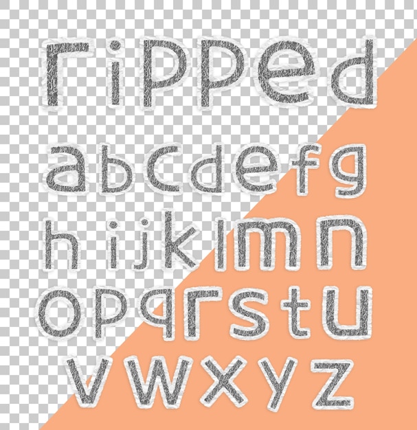 PSD alfabeto di carta rippe con stile foglio di alluminio