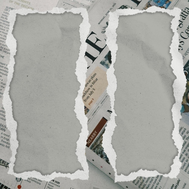 PSD ripped old newspaper on brown background