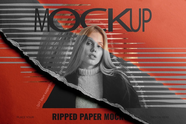 PSD ripped paper mockup design